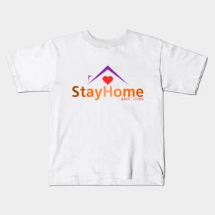Stay home save lives, quarantine, corona, virus, pandemic, covid 19, covid19, social distancin Kids T-Shirt